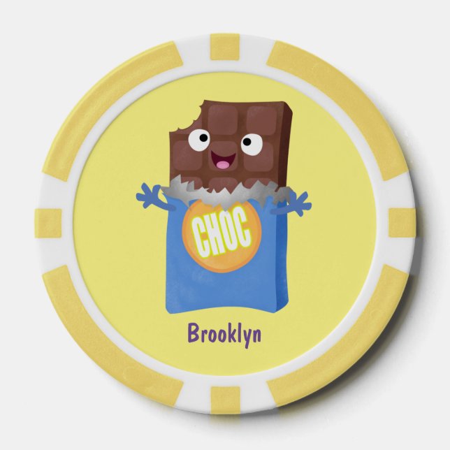Fichas De Póquer Caricatura de dibujos animados de un dulce chocola (Anverso)