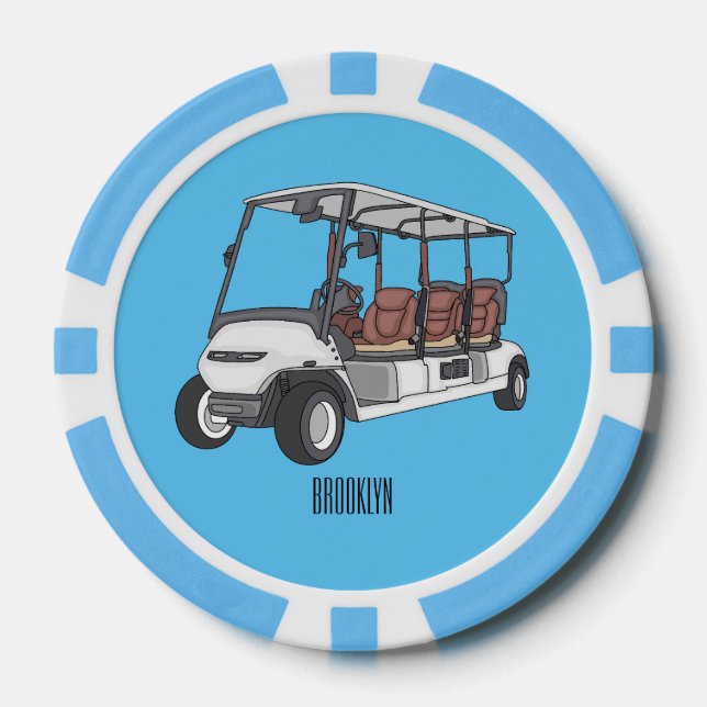 Fichas De Póquer Carro de golf / ilustracion personalizado de coche (Anverso)