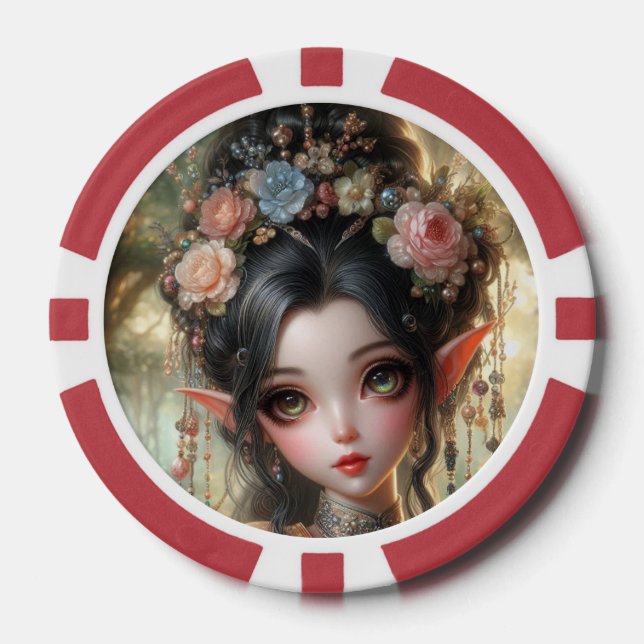 Fichas De Póquer Cartas de Juego Elficas Orientales (Anverso)