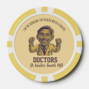 Fichas De Póquer cartoon Surgeon Celebrating Victory Medical Design