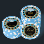 Fichas De Póquer Casado en Las Vegas - Gracias | Azul<br><div class="desc">Chips de Poker estilo Casino. Casados en Las Vegas gracias por compartir este día especial con nosotros que se presenta en un diseño azul, dorado y negro bebé. Hace un gran favor a la fiesta de mantener el amor por el invitado de honor o su invitado. Hay más colores disponibles....</div>