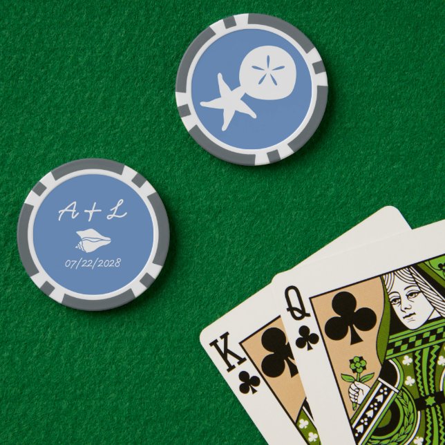 Fichas De Póquer Casas de mar de verano en Periwinkle (Mesa de Poker (Doble))