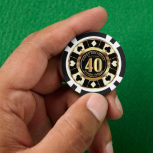 Fichas De Póquer Casino Chip Las Vegas 40 cumpleaños - Crema