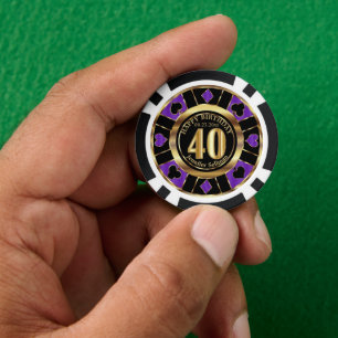 Fichas De Póquer Casino Chip Las Vegas 40 cumpleaños - Púrpura