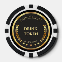 Fichas De Póquer Casino Night Drink Token Poker Chip | Personalized