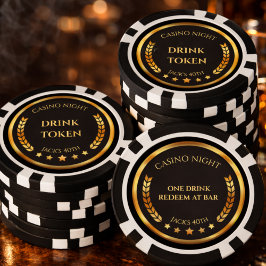 Fichas De Póquer Casino Night Drink Token Poker Chip | Personalized