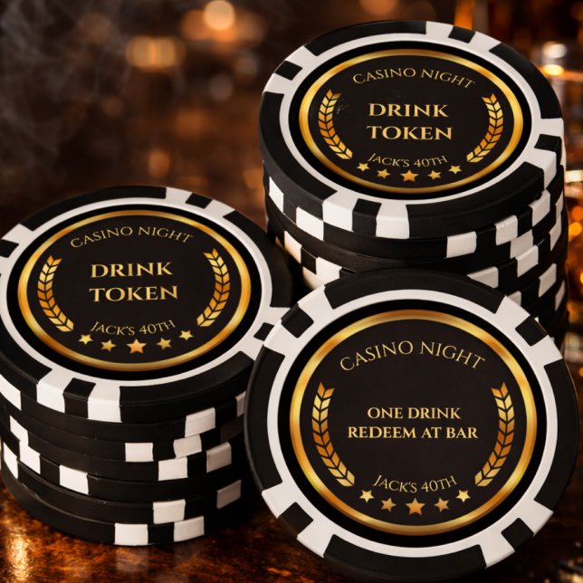 Fichas De Póquer Casino Night Drink Token Poker Chip | Personalized (Subido por el creador)