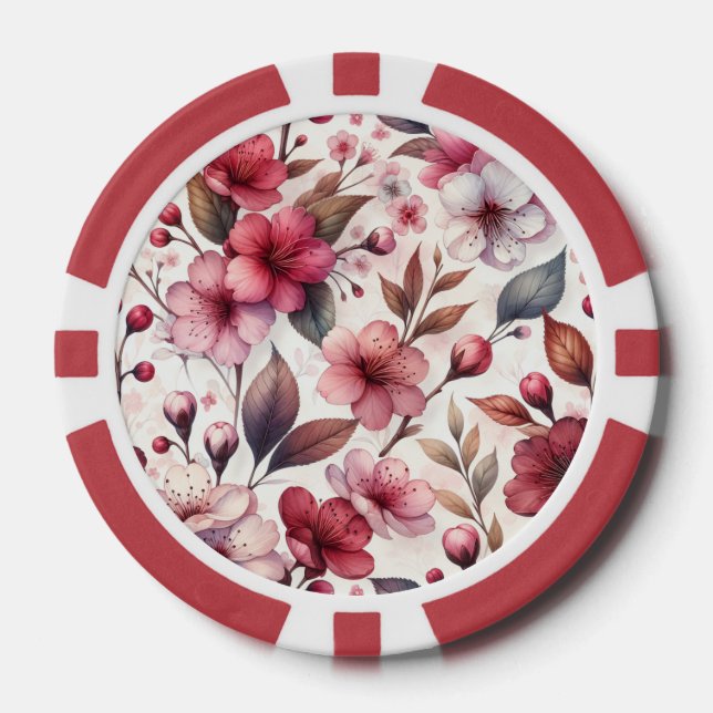 Fichas De Póquer Cerezo en flor (Anverso)