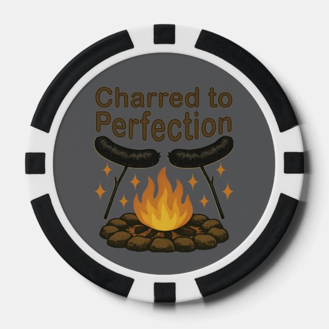 Fichas De Póquer Charlada a Perfección Divertida Fogata Perro Calie (Anverso)