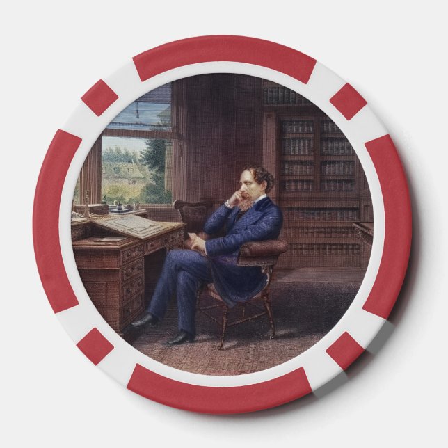 Fichas De Póquer Charles Dickens en su estudio (Reverso )