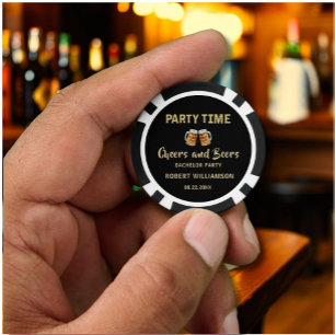 Fichas De Póquer Cheque y cervezas Fiesta Time Lights Bachelor Part