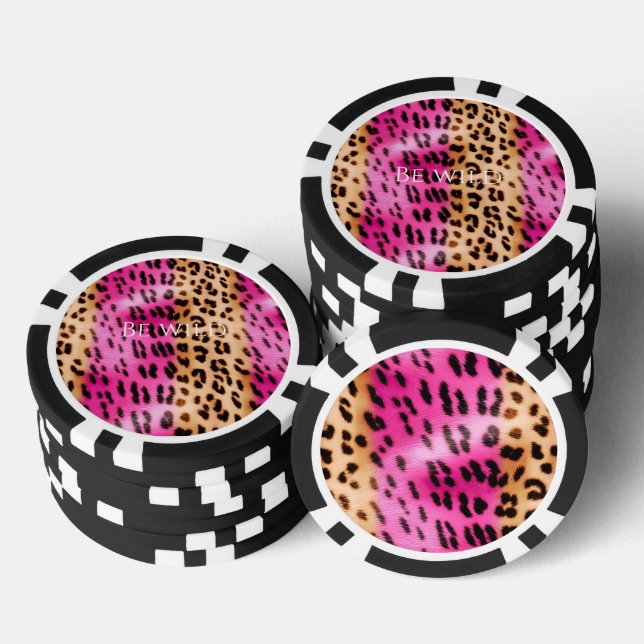 Fichas De Póquer Chic Femenino Rosa Crema Estampado Leopardo (Pila)