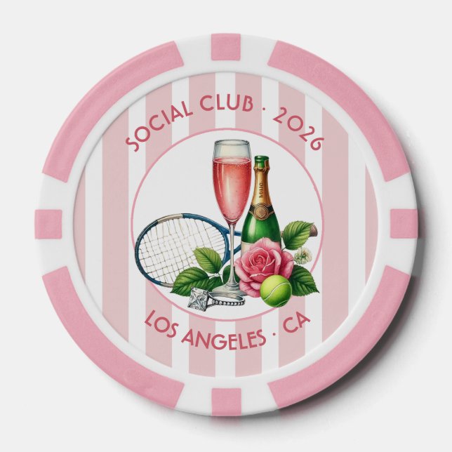 Fichas De Póquer Chic Tennis Social Club Bridal Shower Photo (Anverso)