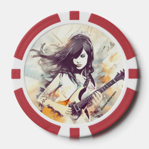 Fichas De Póquer Chica con vibraciones de música rock