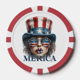 Fichas De Póquer Chica Merica, 4 de julio Chica de Glam con estrell