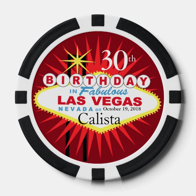 Fichas De Póquer Chip de Casino de Cumpleaños de Las Vegas (Anverso)