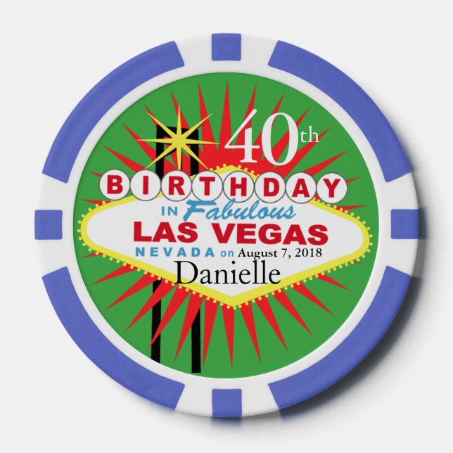 Fichas De Póquer Chip de Casino de Las Vegas 400 cumpleaños azul ve (Anverso)