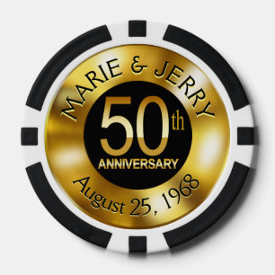 Fichas De Póquer Chip de casino Marie & Jerry 50th Anniv 1968
