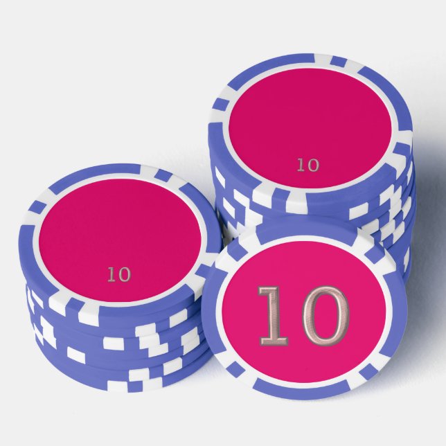 Fichas De Póquer Chip de poker rayado azul caliente 10 (Pila)