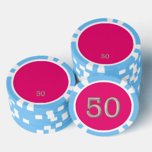 Fichas De Póquer Chip de poker rayado azul intenso caliente 50