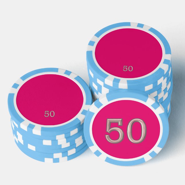 Fichas De Póquer Chip de poker rayado azul intenso caliente 50 (Pila)