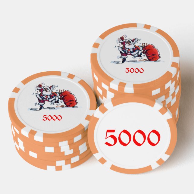 Fichas De Póquer Chip de poker rayado del naranja Santa 5000 enojad (Pila)
