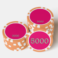 Chip de póker rayado Hot Pink naranja 5000