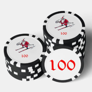 Fichas De Póquer Chip de poker rayado negro de 100 Santa Skiing