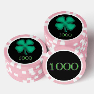 Fichas De Póquer Chip de póker rayado negro irlandés rosa 1000