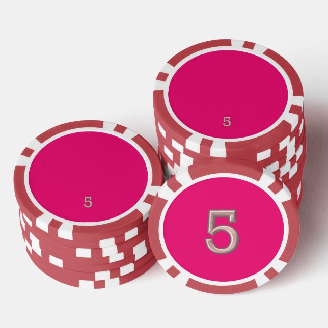 Fichas De Póquer Chip de poker rayado rojo caliente de 5 rayas (Pila)