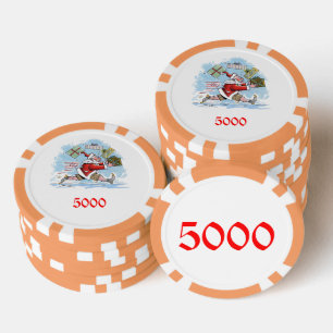 Fichas De Póquer Chip de poker rayado Santa naranja 5000