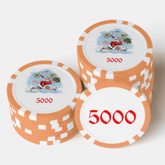 Fichas De Póquer Chip de poker rayado Santa naranja 5000 (Pila)