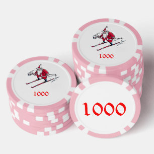 Fichas De Póquer Chip de poker rayado Santa Skiing rosa 1000