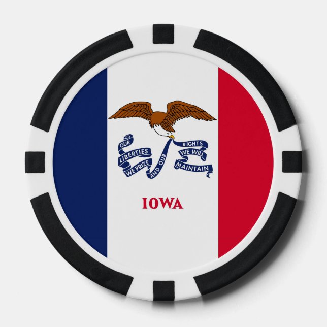Fichas De Póquer Chipoker patriótico con bandera de Iowa (Anverso)