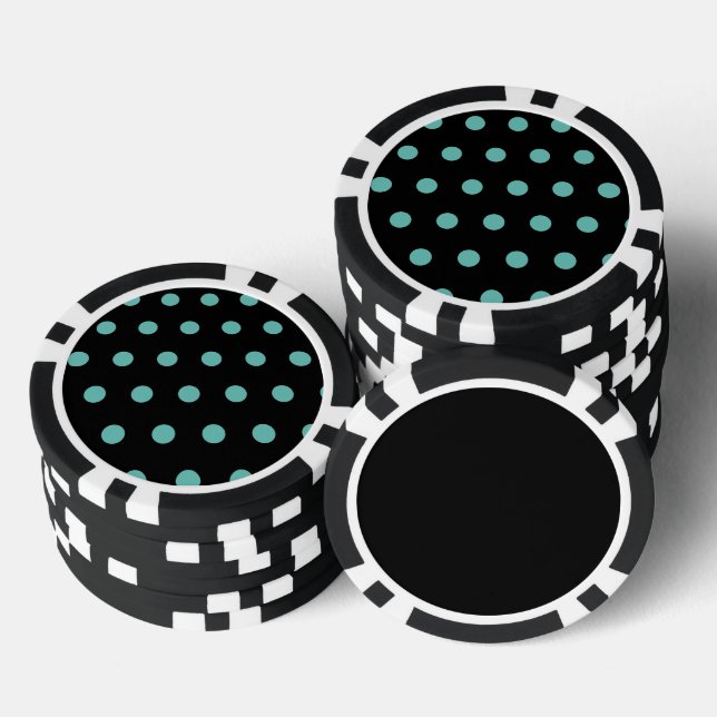 Fichas De Póquer Chips de Polka Dot Poker (Negro y Aqua) (Pila)
