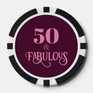 Fichas De Póquer Cincuenta y fabulosa fiesta de cumpleaños Borgoña