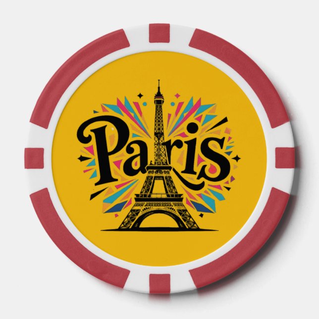 Fichas De Póquer City of Lights: Bold Paris Typography Art (Anverso)