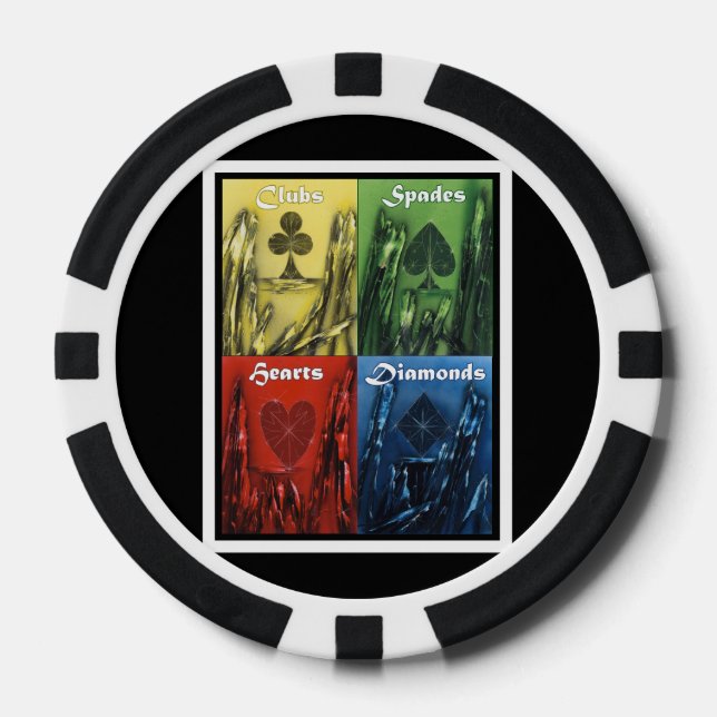 Fichas De Póquer Clubs Spades Hearts Diamonds Poker Chip (Anverso)