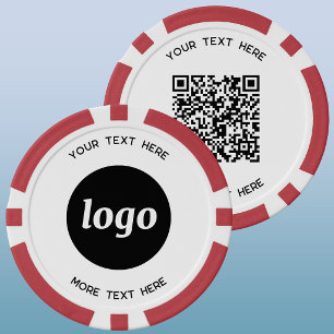 Fichas De Póquer Código QR del logotipo y texto promocional de nego