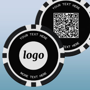 Fichas De Póquer Código QR del logotipo y texto promocional de nego