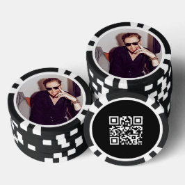 Fichas De Póquer Código QR promocional de foto personalizada blanco