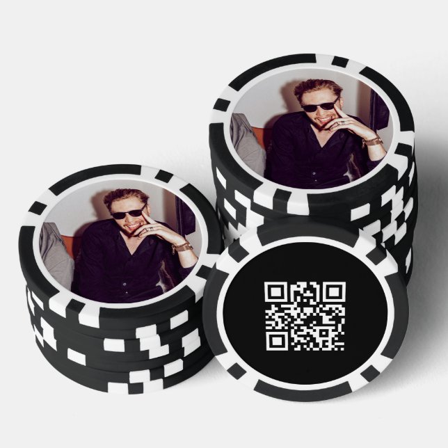 Fichas De Póquer Código QR promocional de foto personalizada blanco (Pila)