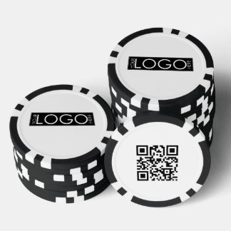 Fichas De Póquer Código QR Promocional de Logo Empresarial Rectangu