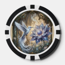 Fichas De Póquer Colibrí encantado y flor de luna.