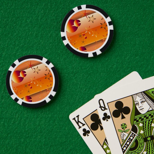 Fichas de póquer con diseño abstracto naranja (Mesa de Poker (Doble))