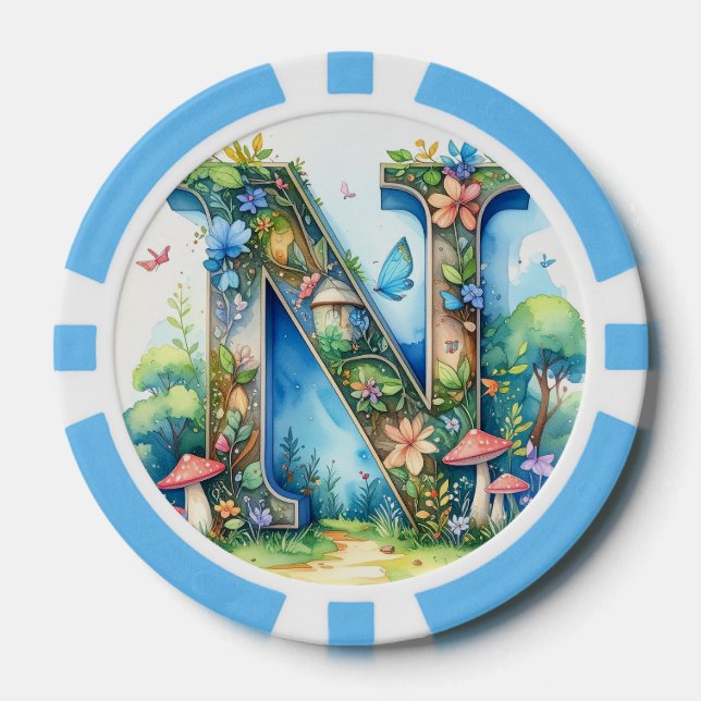 Fichas de póquer con iniciales N (Anverso)