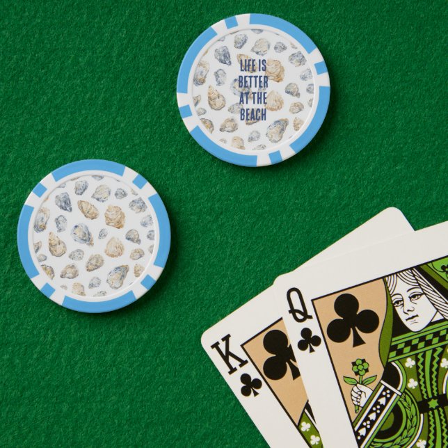 Fichas De Póquer Conchas de Mar de Playa Costera (Mesa de Poker (Doble))