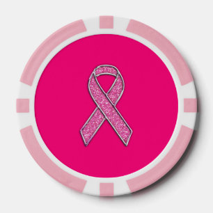 Fichas De Póquer Conciencia ceñida cromo de la cinta del rosa del