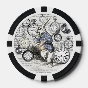 Fichas De Póquer Conejo Blanco Alice Wonderland Relojes Arte