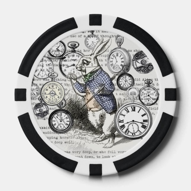 Fichas De Póquer Conejo Blanco Alice Wonderland Relojes Arte (Anverso)